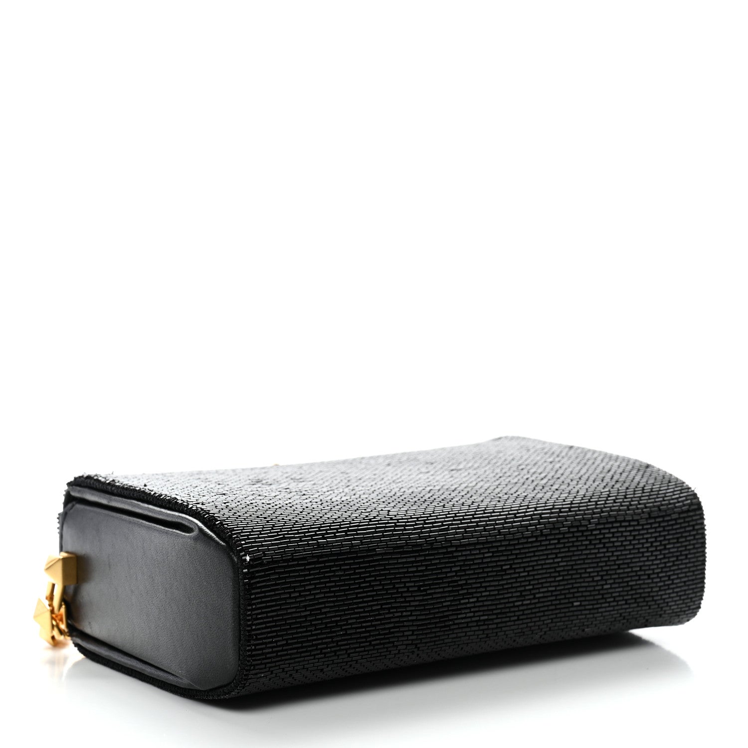 Beaded Rockstud Evening Clutch Black