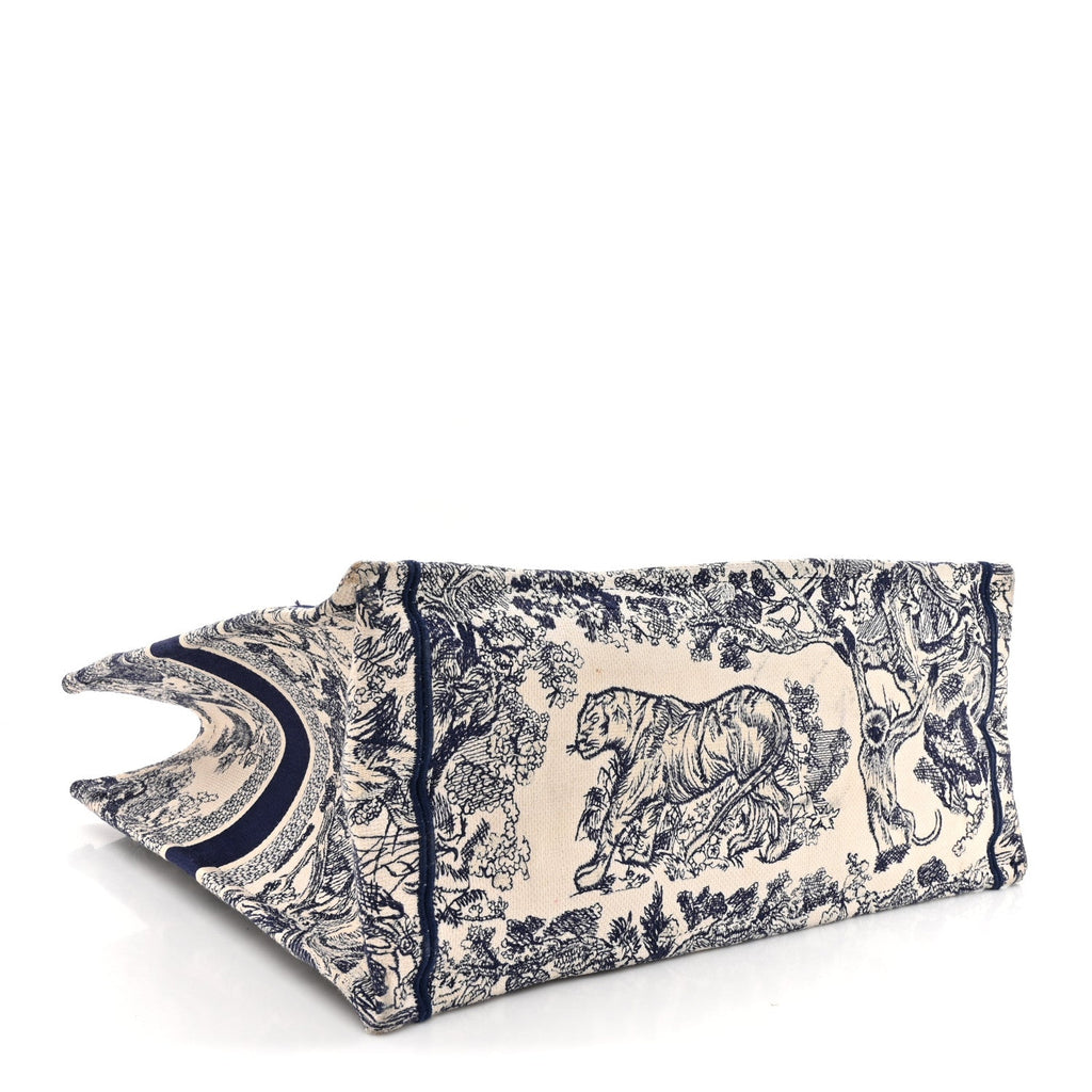 Canvas Embroidered Large Dioriviera Toile De Jouy Book Tote Blue