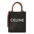 Triomphe Canvas Calfskin Mini Vertical Cabas Tan