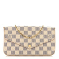 Damier Azur Pochette Felicie Chain Wallet Rose Ballerine