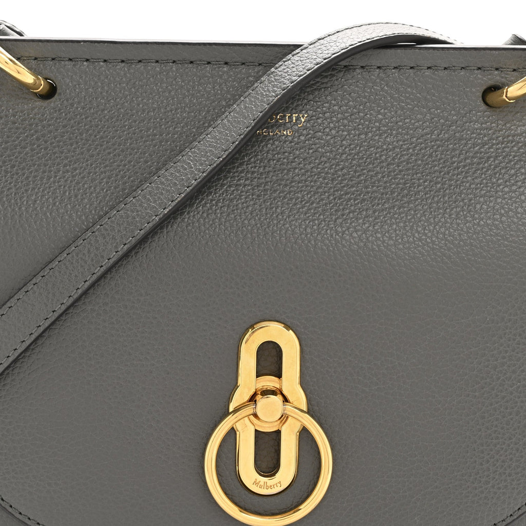 Small Classic Grain Calfskin Small Amberley Satchel Charcoal