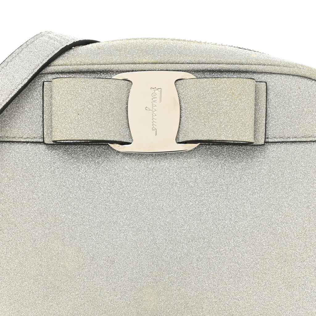 Rainbow Glitter Vara Bow Camera Bag Silver