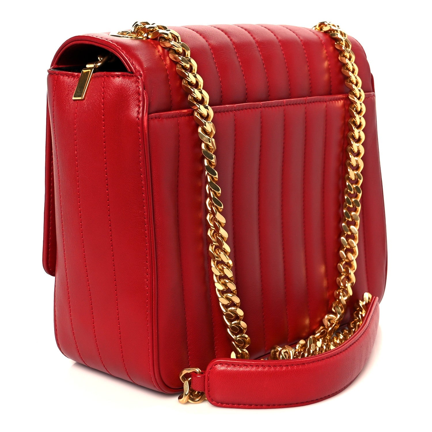 Lambskin Matelasse Monogram Large Vicky Chain Bag Rouge Eros