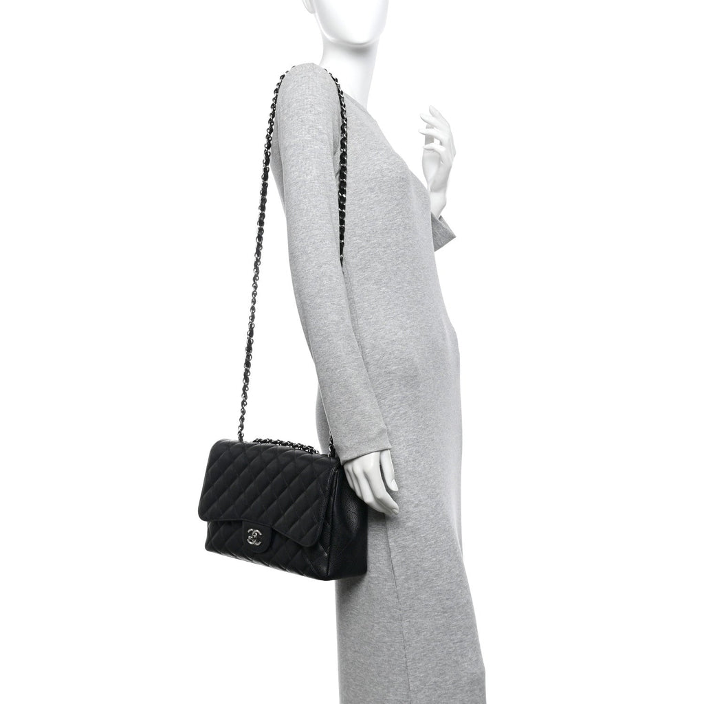 Caviar Quilted Jumbo Single Flap Black