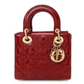 Patent Cannage Small Lady Dior Cherry Red