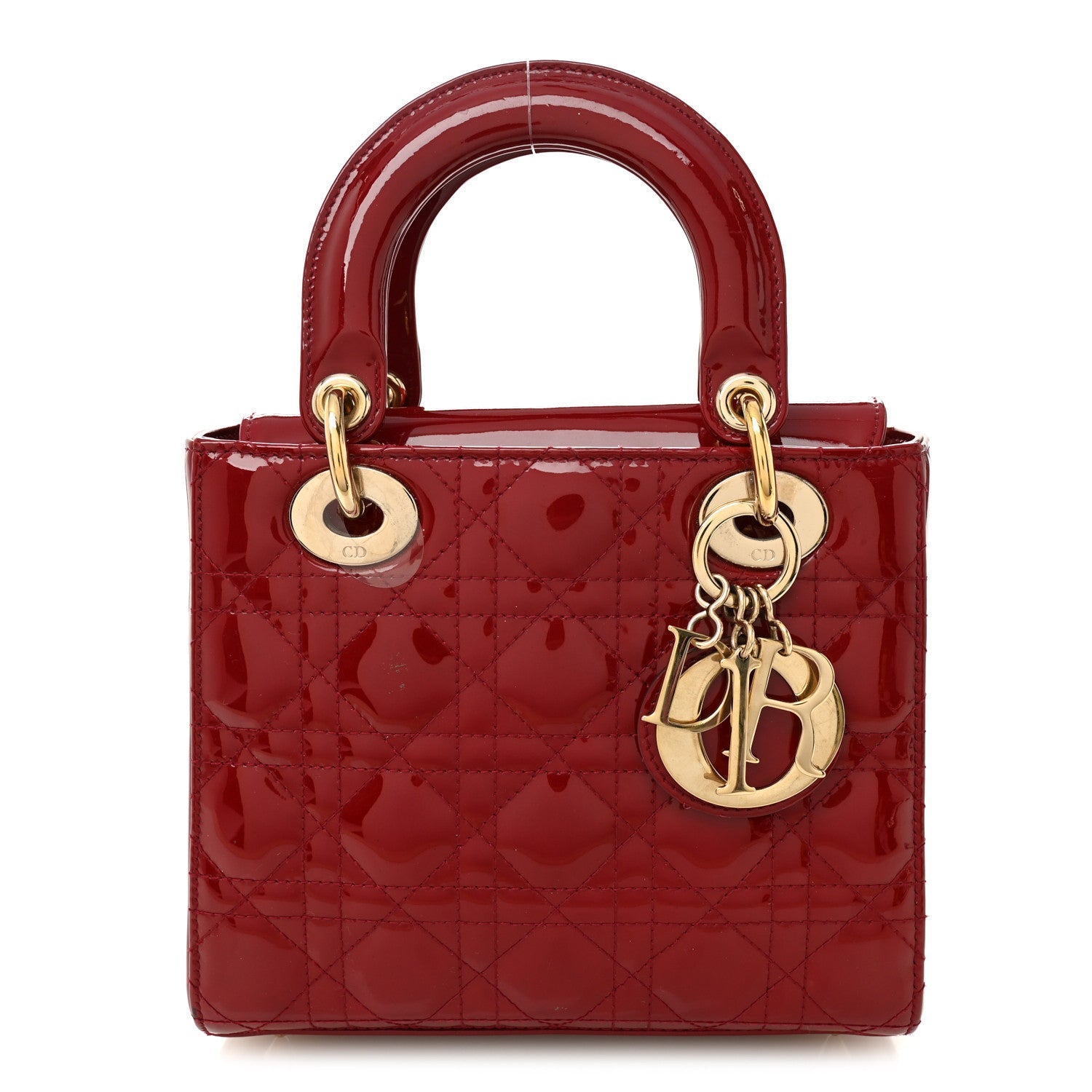 Patent Cannage Small Lady Dior Cherry Red