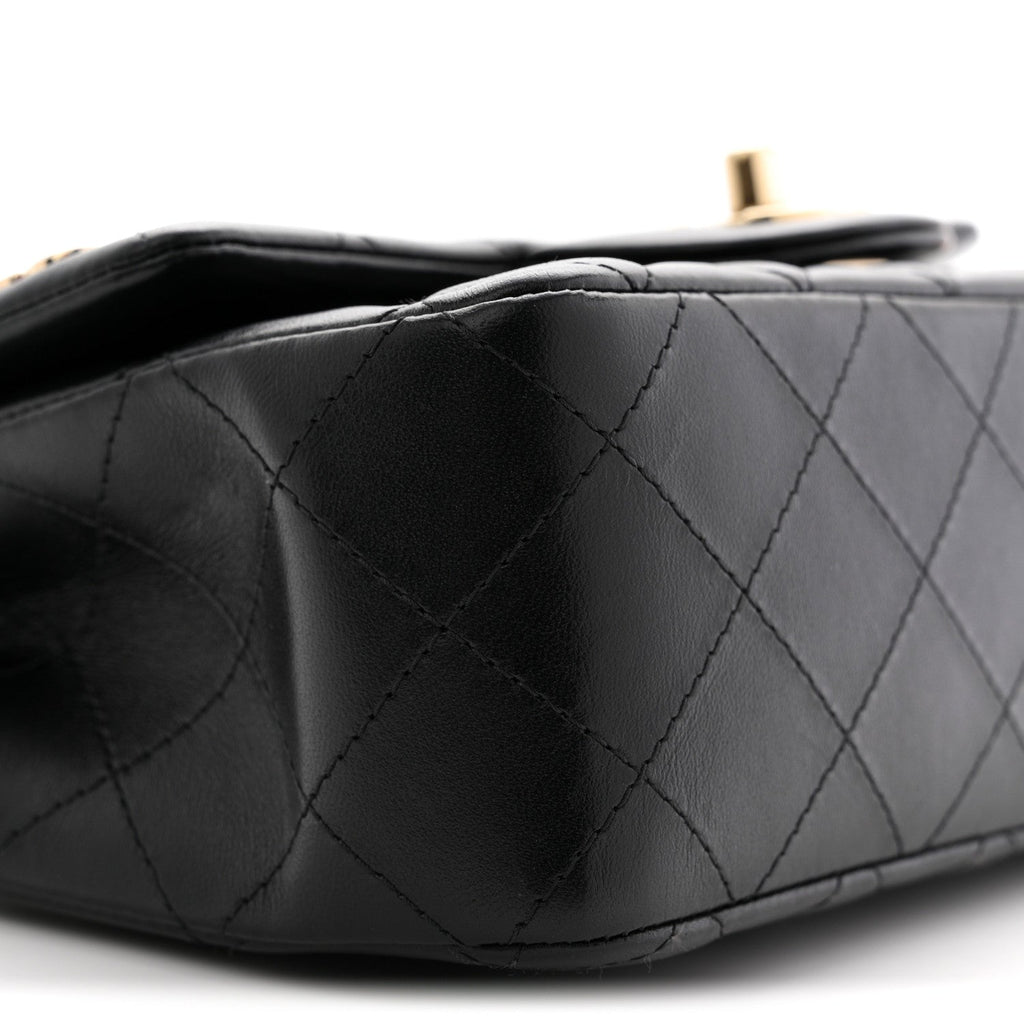 Lambskin Quilted Hollywood Charms Mini Rectangular Flap Black