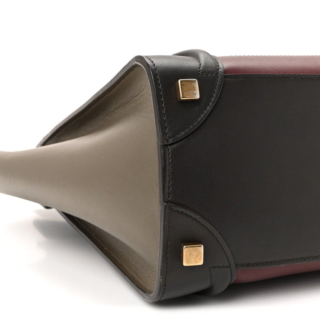 Smooth Calfskin Nubuck Micro Tri-Color Luggage Burgundy