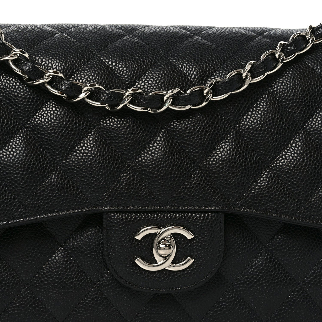 Caviar Quilted Jumbo Double Flap Black