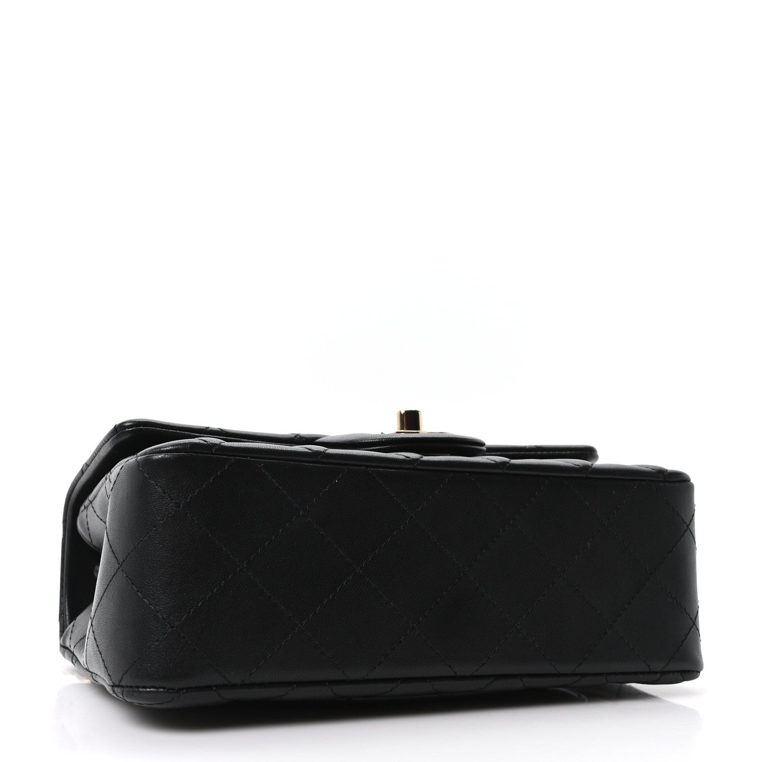Lambskin Quilted Mini Rectangular Flap Black