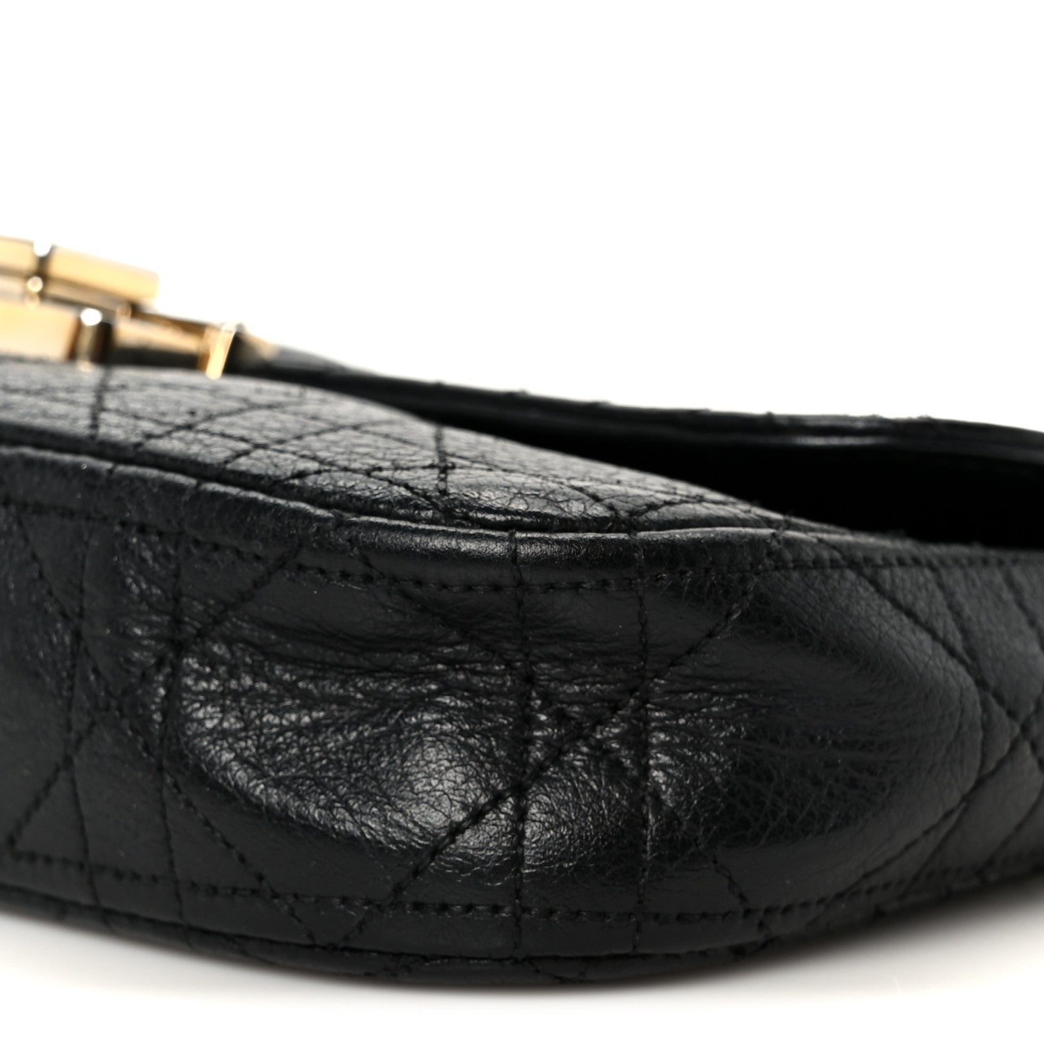 Grained Calfskin Cannage Diorling Wallet On Chain Black