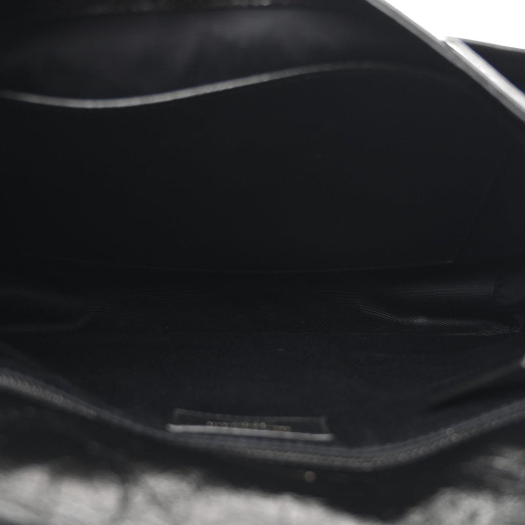 Crinkled Calfskin Matelasse Monogram Medium Niki Chain Satchel Black