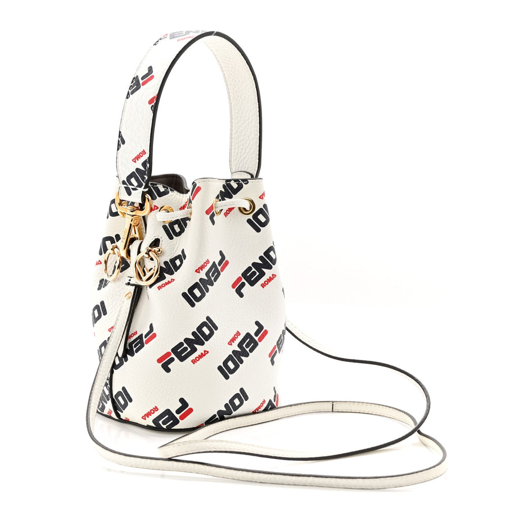 X FILA Vitello F is Fendi Mania Mini Mon Tresor Bucket Bag White