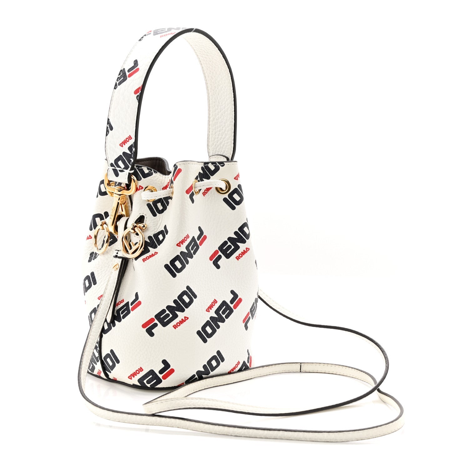 X FILA Vitello F is Fendi Mania Mini Mon Tresor Bucket Bag White
