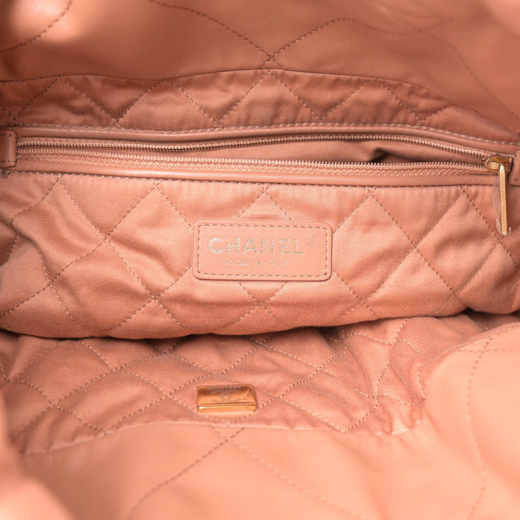 Shiny Calfskin Quilted Chanel 22 Brown