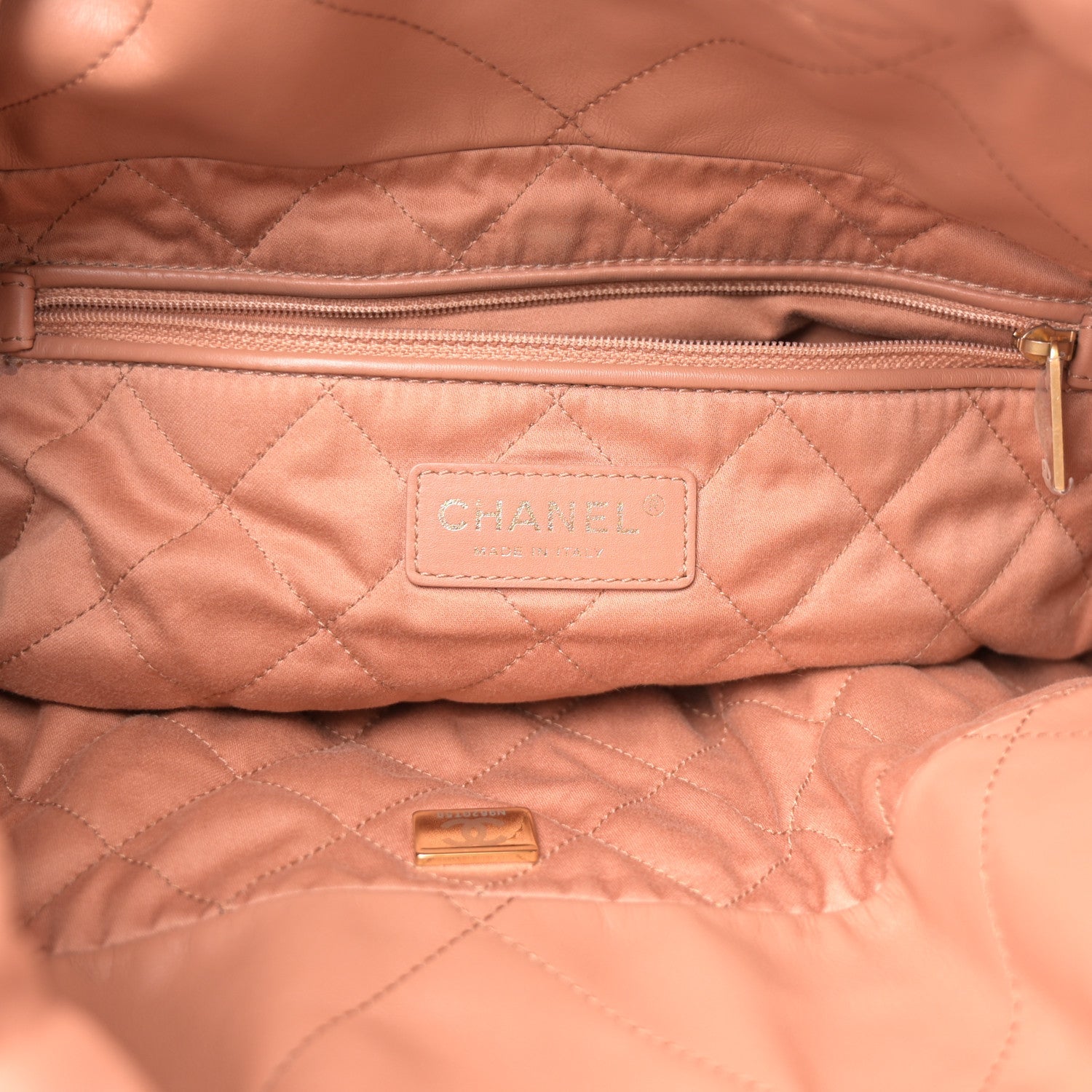 Shiny Calfskin Quilted Chanel 22 Brown
