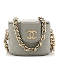 Lambskin Quilted Mini Vanity Case With Chain Grey