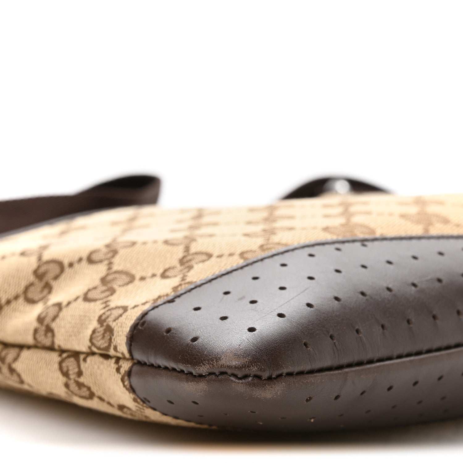 Monogram Calfskin Perforated Medium Flat Messenger Bag Dark Brown