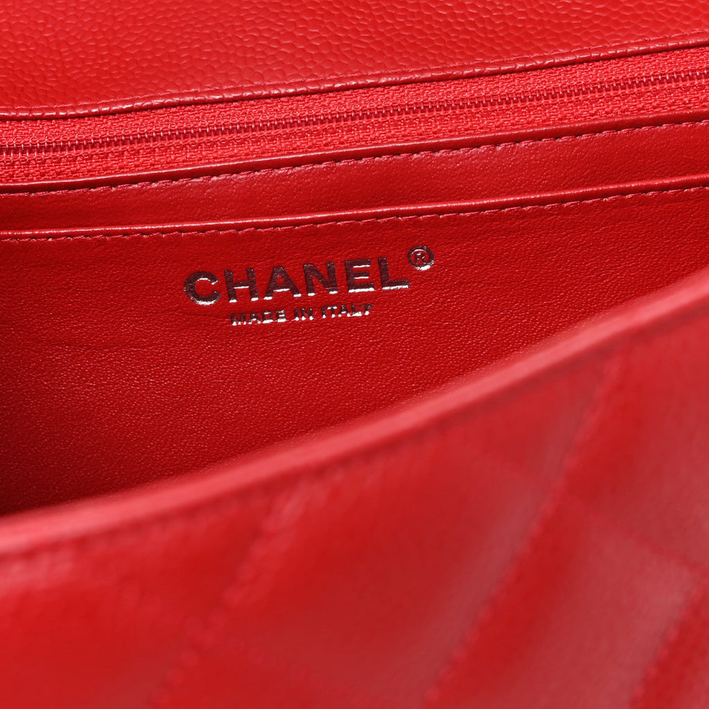 Caviar Quilted Jumbo Single Flap Red