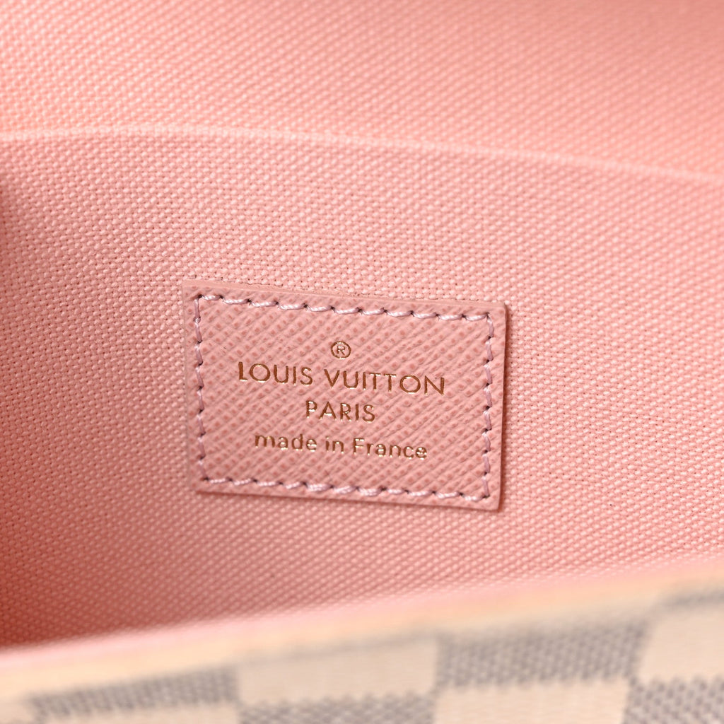 Damier Azur Pochette Felicie Chain Wallet Rose Ballerine