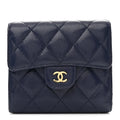 Caviar Quilted Compact Flap Wallet Navy
