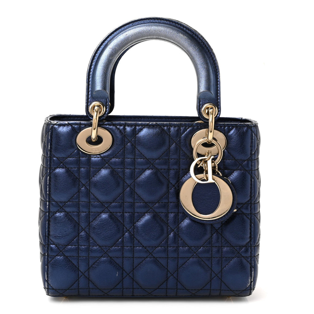 Metallic Lambskin Cannage Small My ABCDior Lady Dior Blue