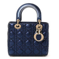 Metallic Lambskin Cannage Small My ABCDior Lady Dior Blue