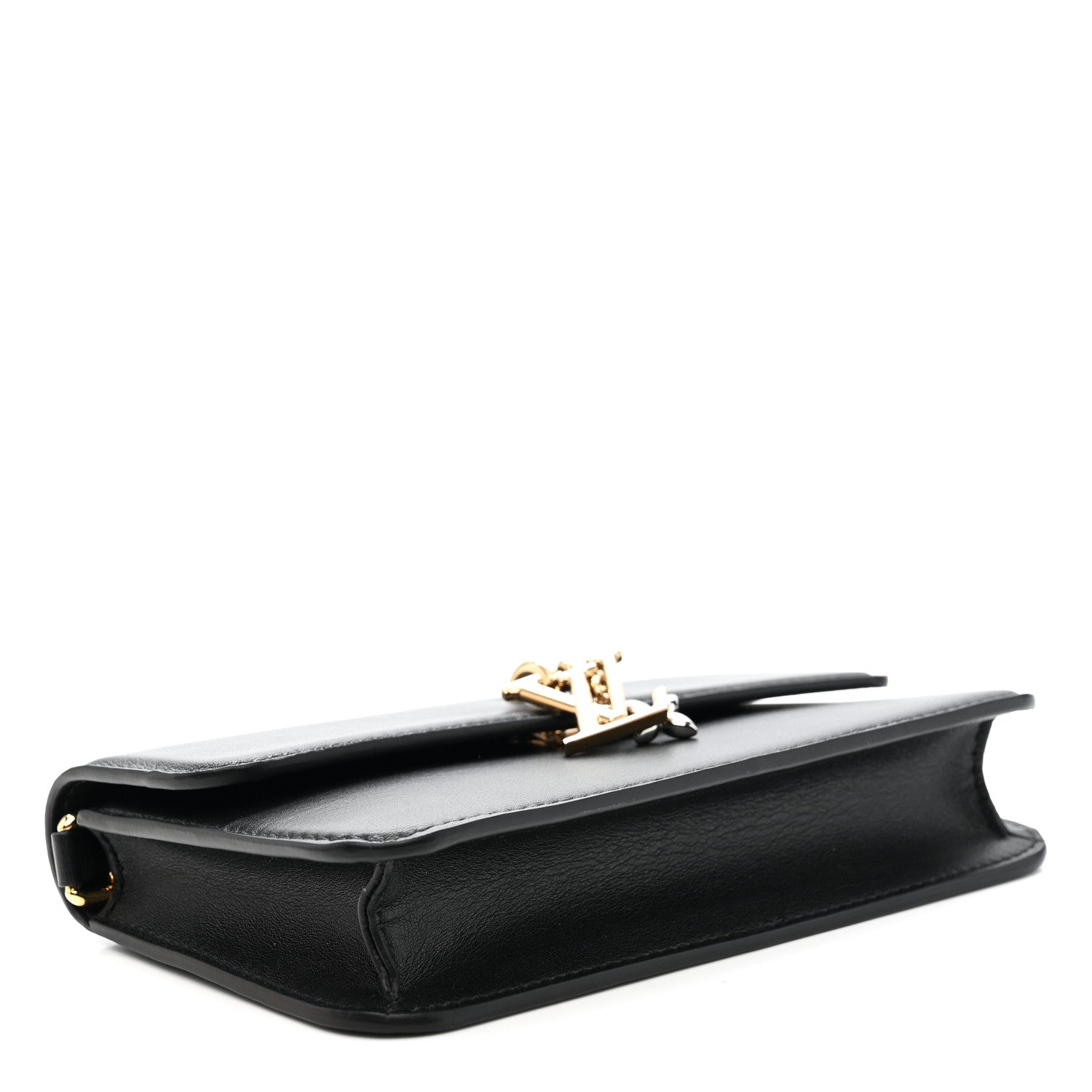 Calfskin LV Bloom Wallet On Chain Black