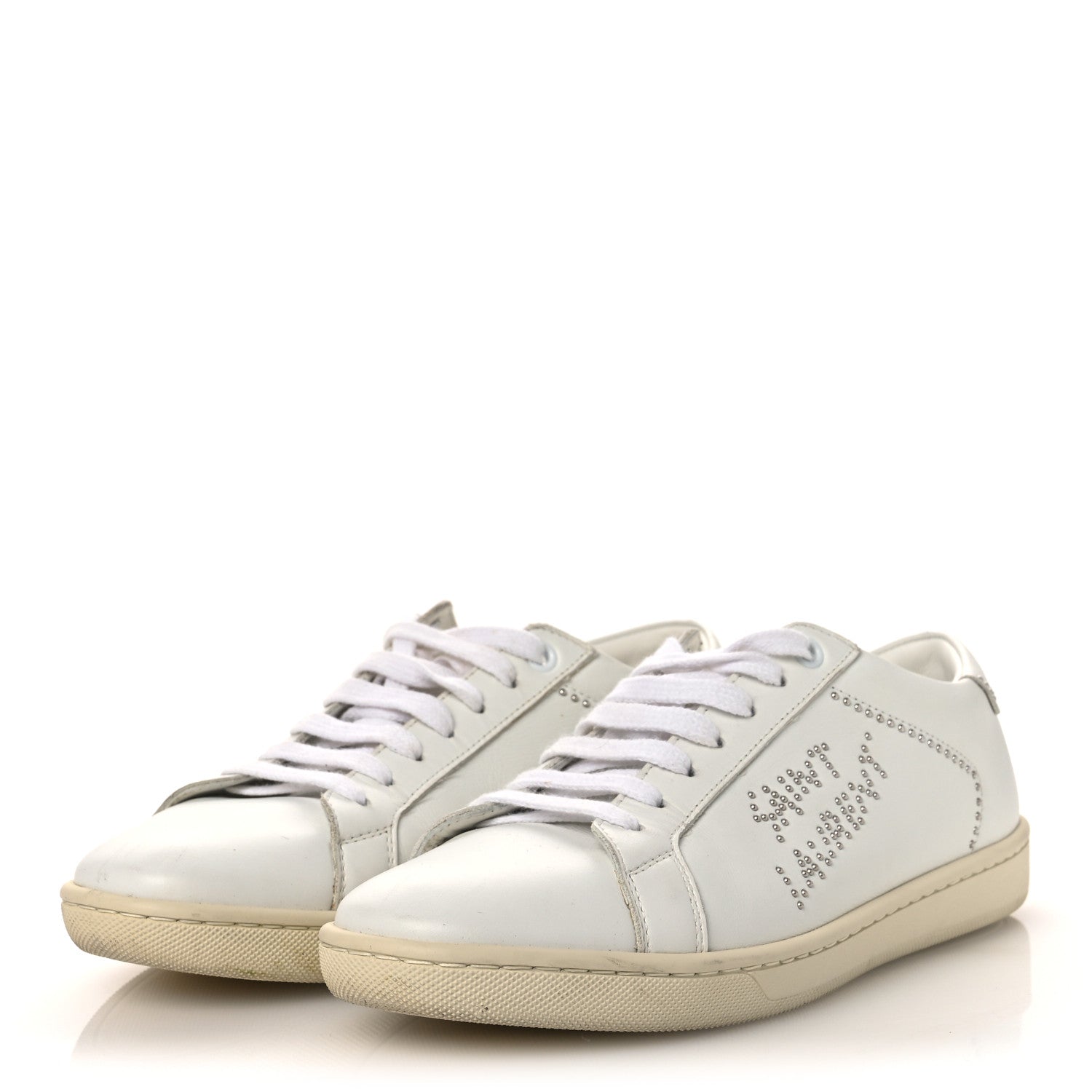 Calfskin Studded SL/08 Low Top Sneakers 37.5 White