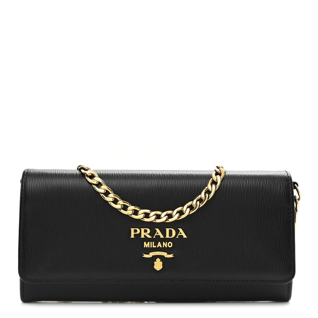 Vitello Move Metal Oro Chain Wallet Black