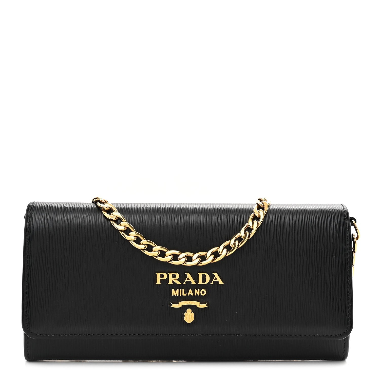 Vitello Move Metal Oro Chain Wallet Black