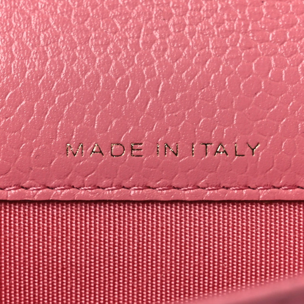 Caviar Camellia Embossed  Holder Wallet Pink