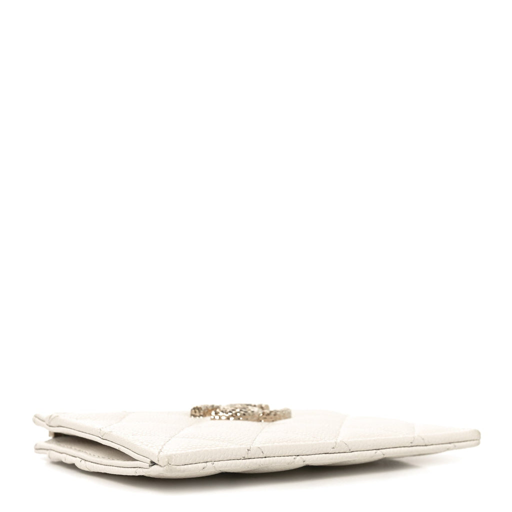 Caviar Quilted CC Zip  Holder White