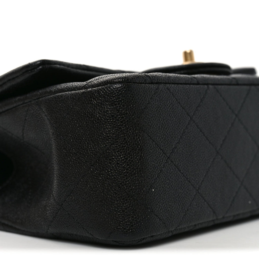 Caviar Quilted Mini Top Handle Rectangular Flap Black