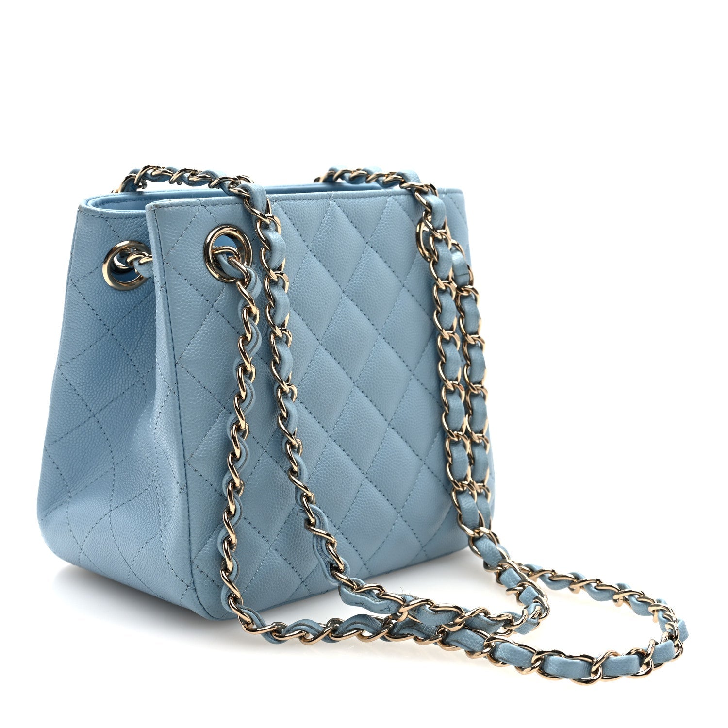 Caviar Quilted Mini Bucket Bag Blue