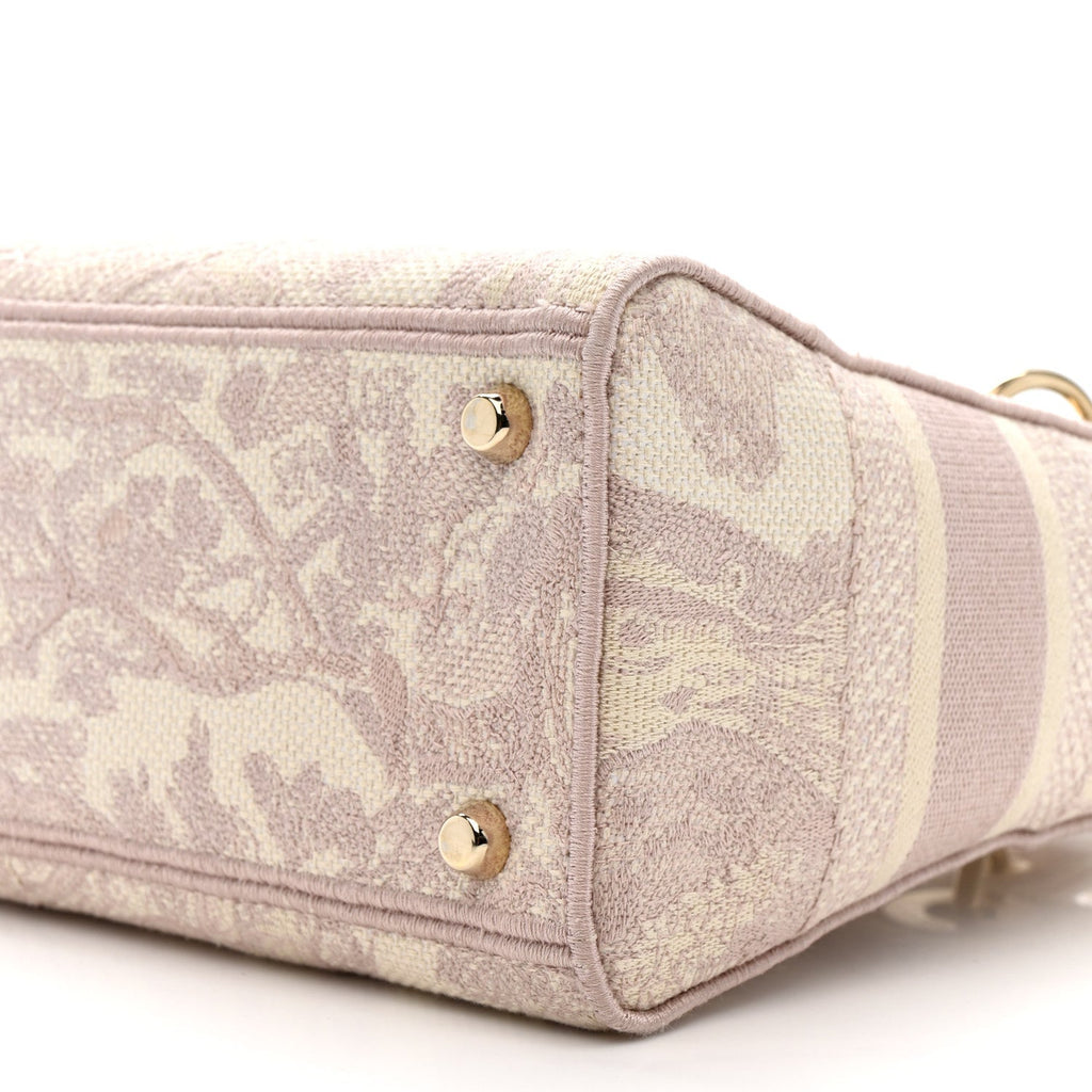 Canvas Toile De Jouy Reverse Embroidered Medium Lady D-Lite Rose