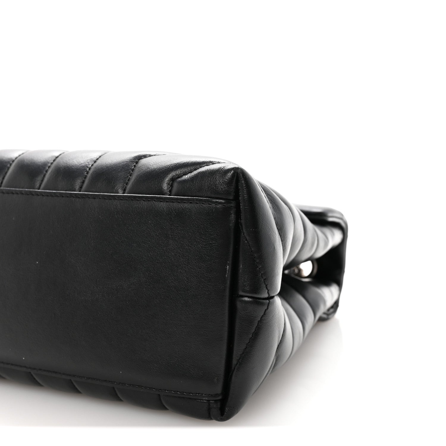 Calfskin Y Quilted Monogram Medium Loulou Chain Satchel Black