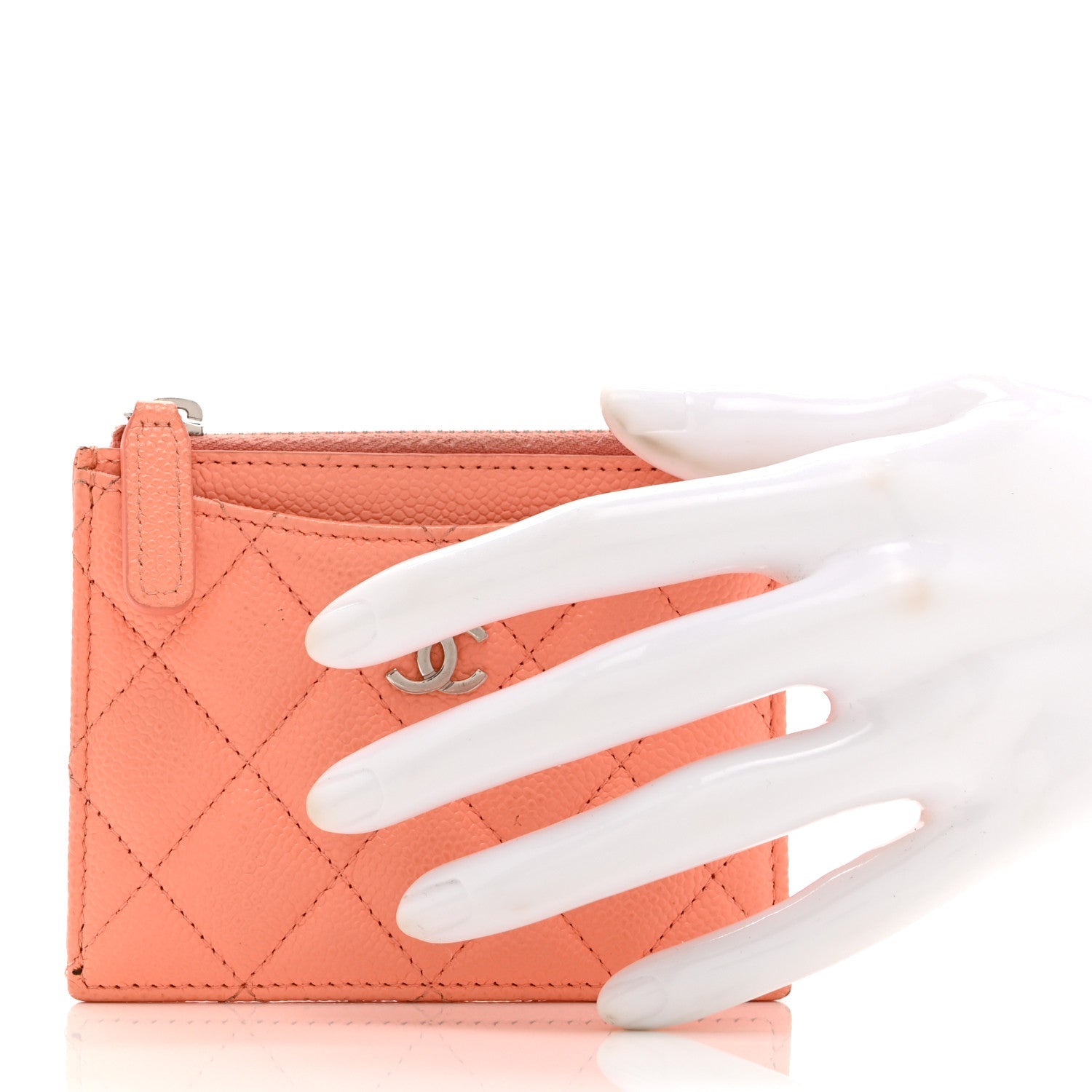 Caviar Quilted CC Zip  Holder Pink