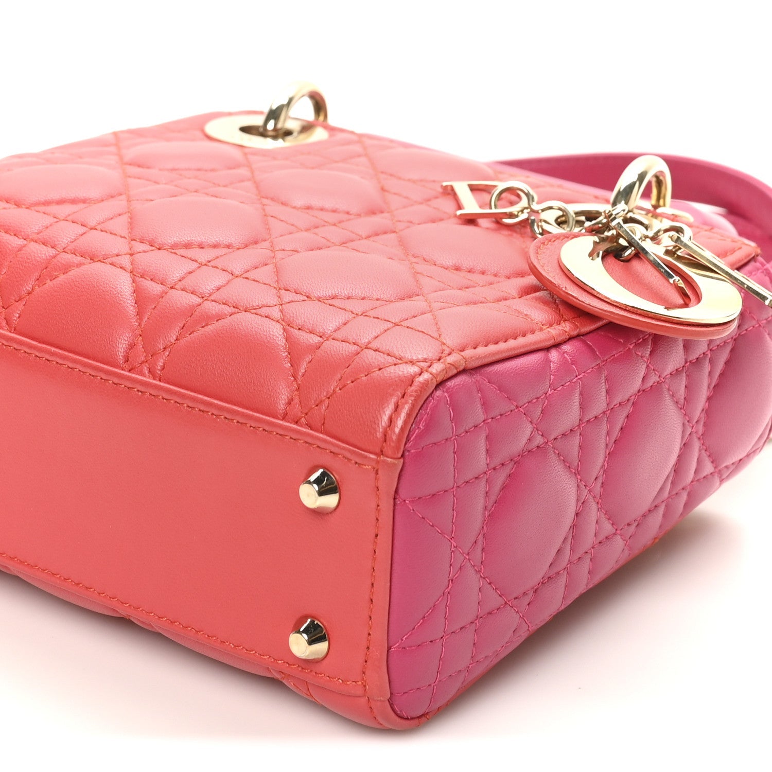 Lambskin Cannage Mini Bi-Color Lady Dior Red Fuchsia