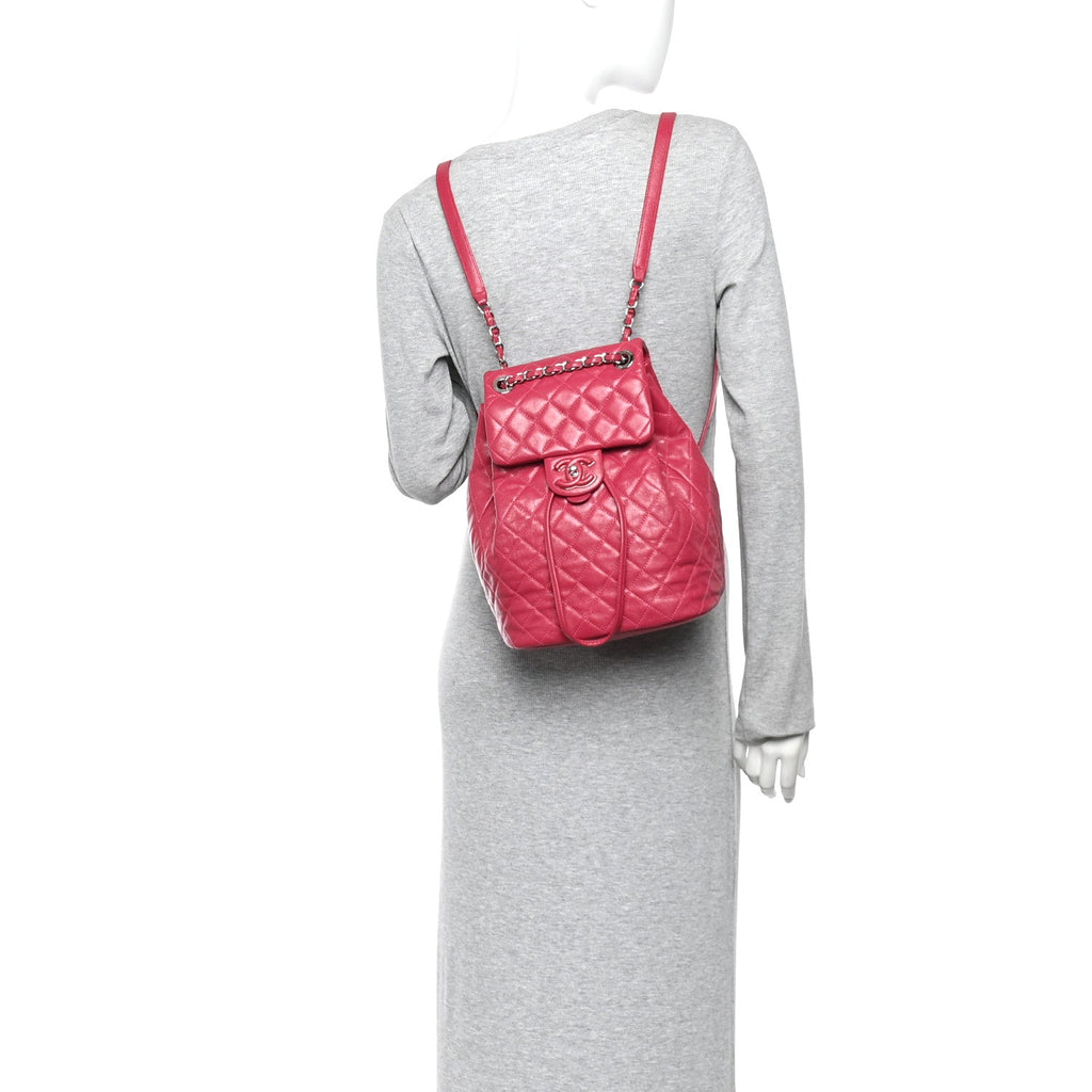 Calfskin Quilted Small Urban Spirit Backpack Dark Pink