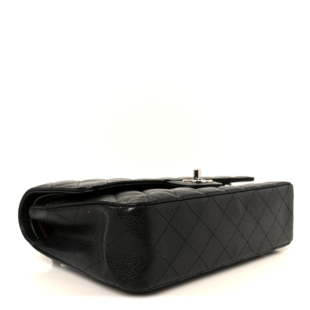Caviar Quilted Medium Double Flap Black