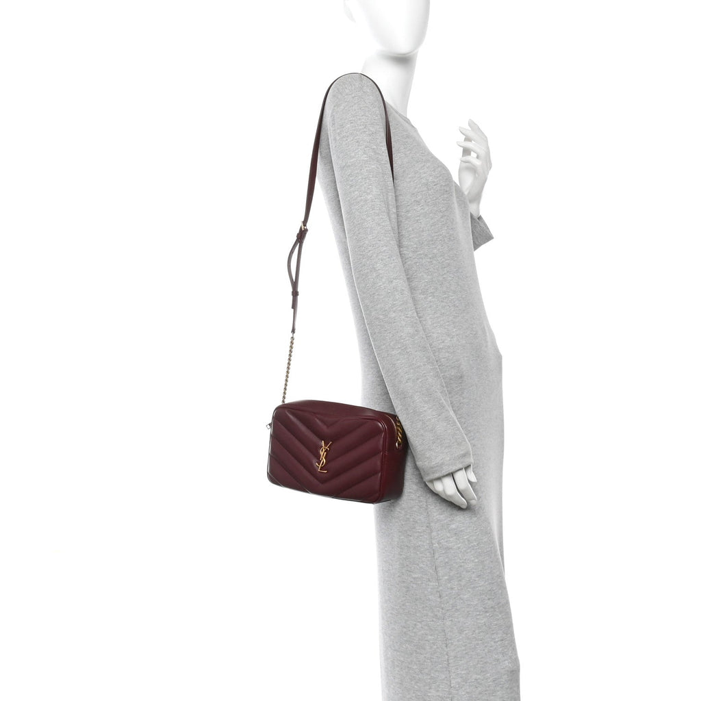 Lambskin Chevron Quilted Medium Loulou Camera Bag  Rouge Cabernet