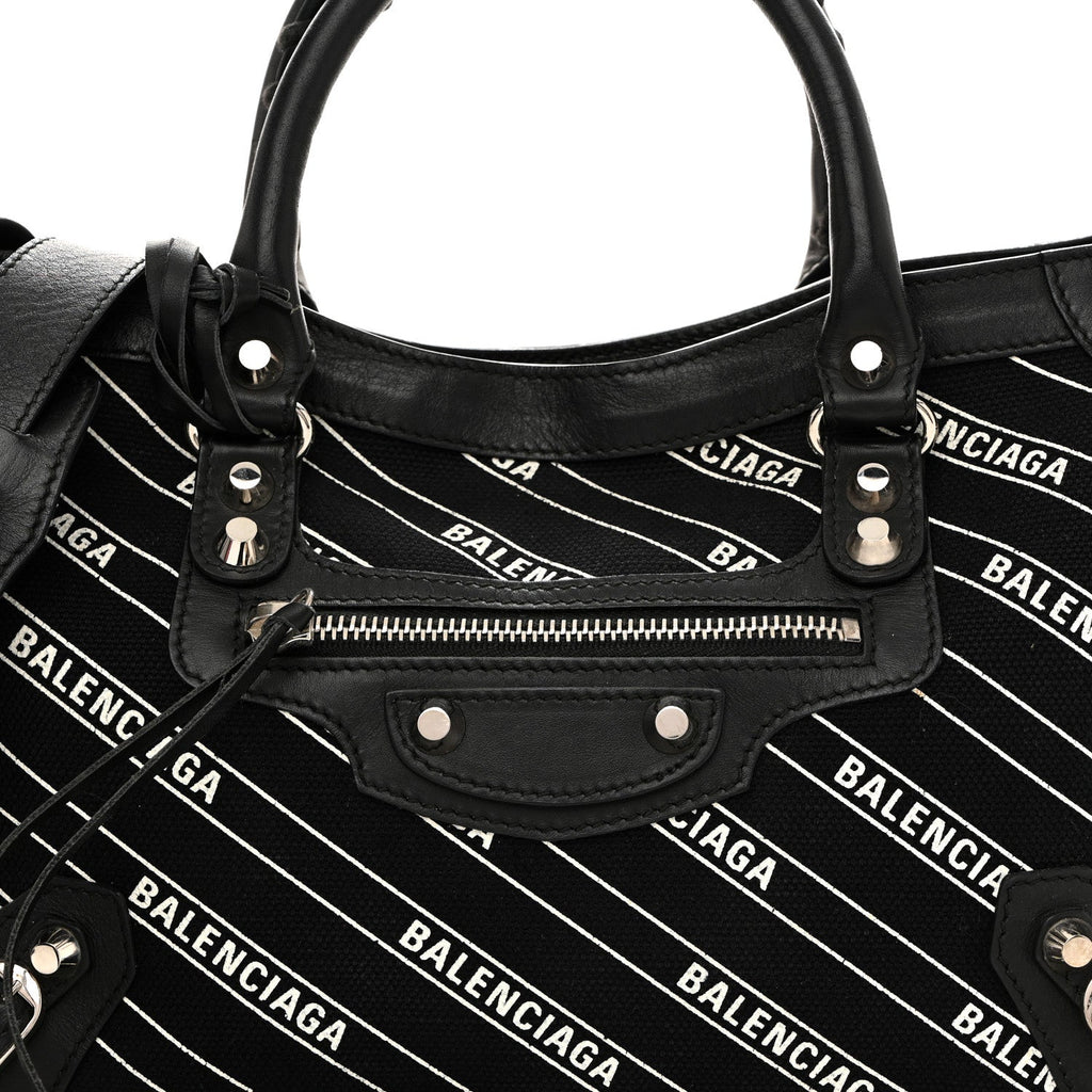 Canvas Satin Calfskin Diagonal Allover Logo Print Classic Silver Hardware S City Black White
