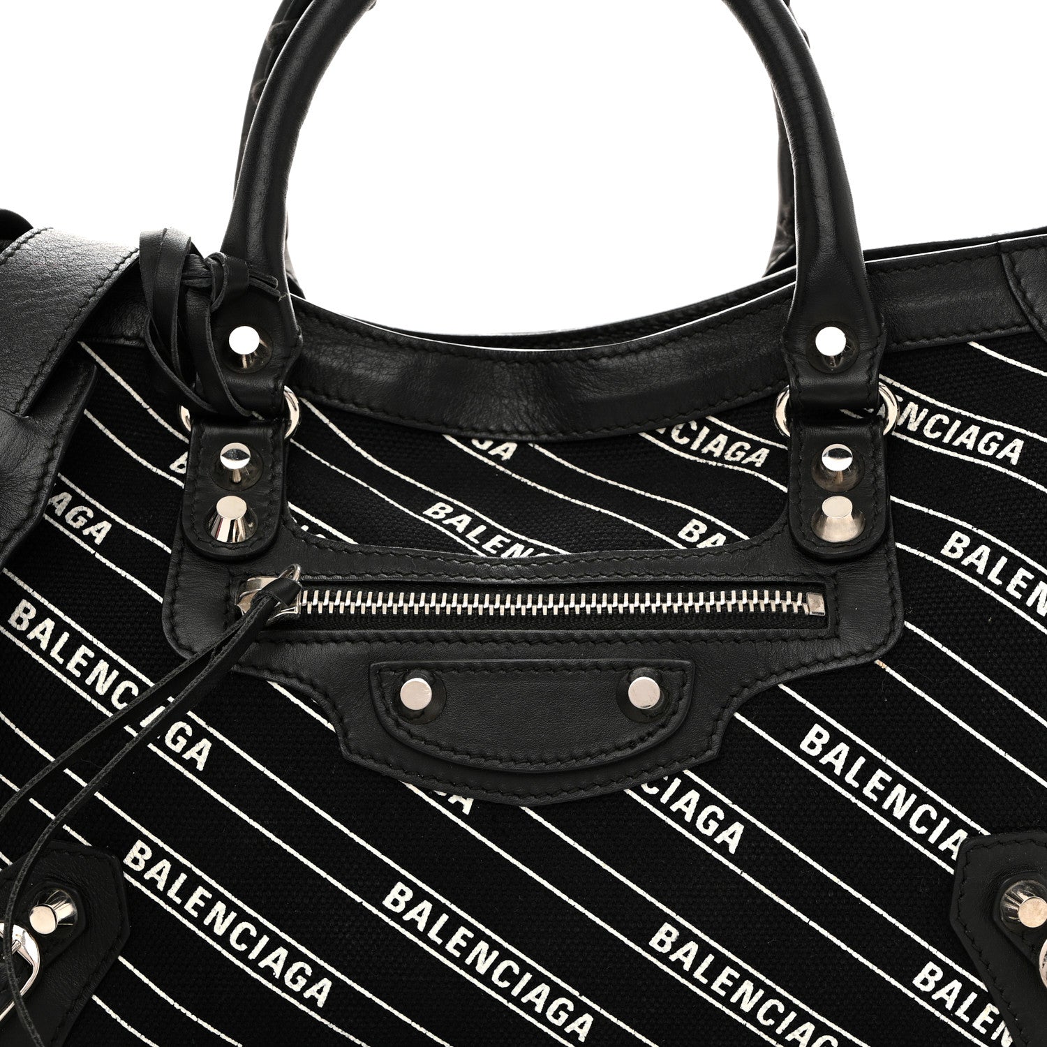 Canvas Satin Calfskin Diagonal Allover Logo Print Classic Silver Hardware S City Black White