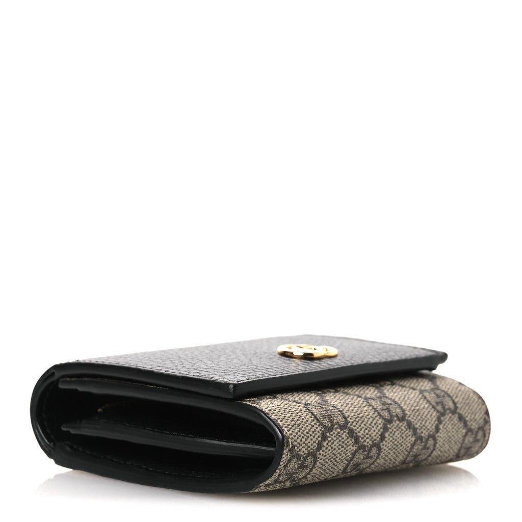 Dollar Calfskin GG Supreme Monogram Medium GG Marmont Wallet Black Beige Ebony