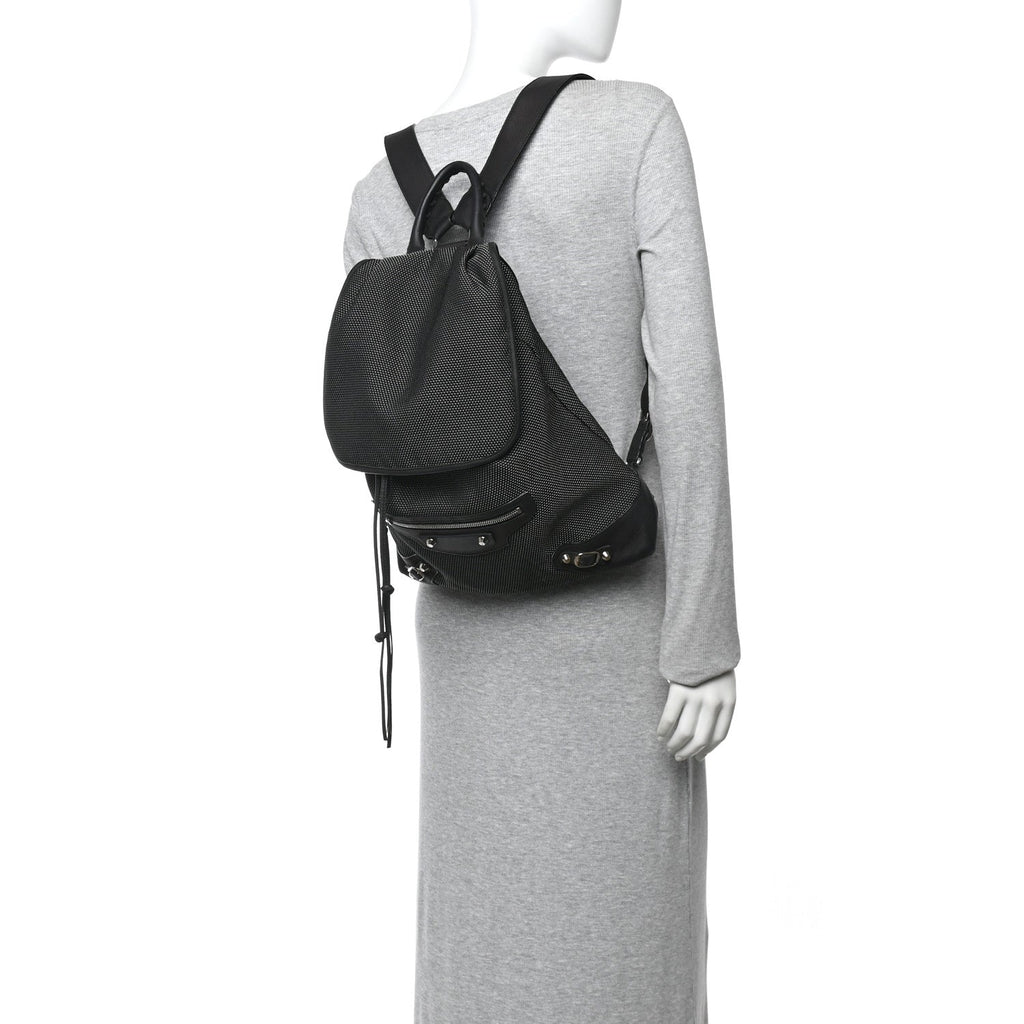 Canvas Calfskin Silver Hardware S Traveler Backpack Black