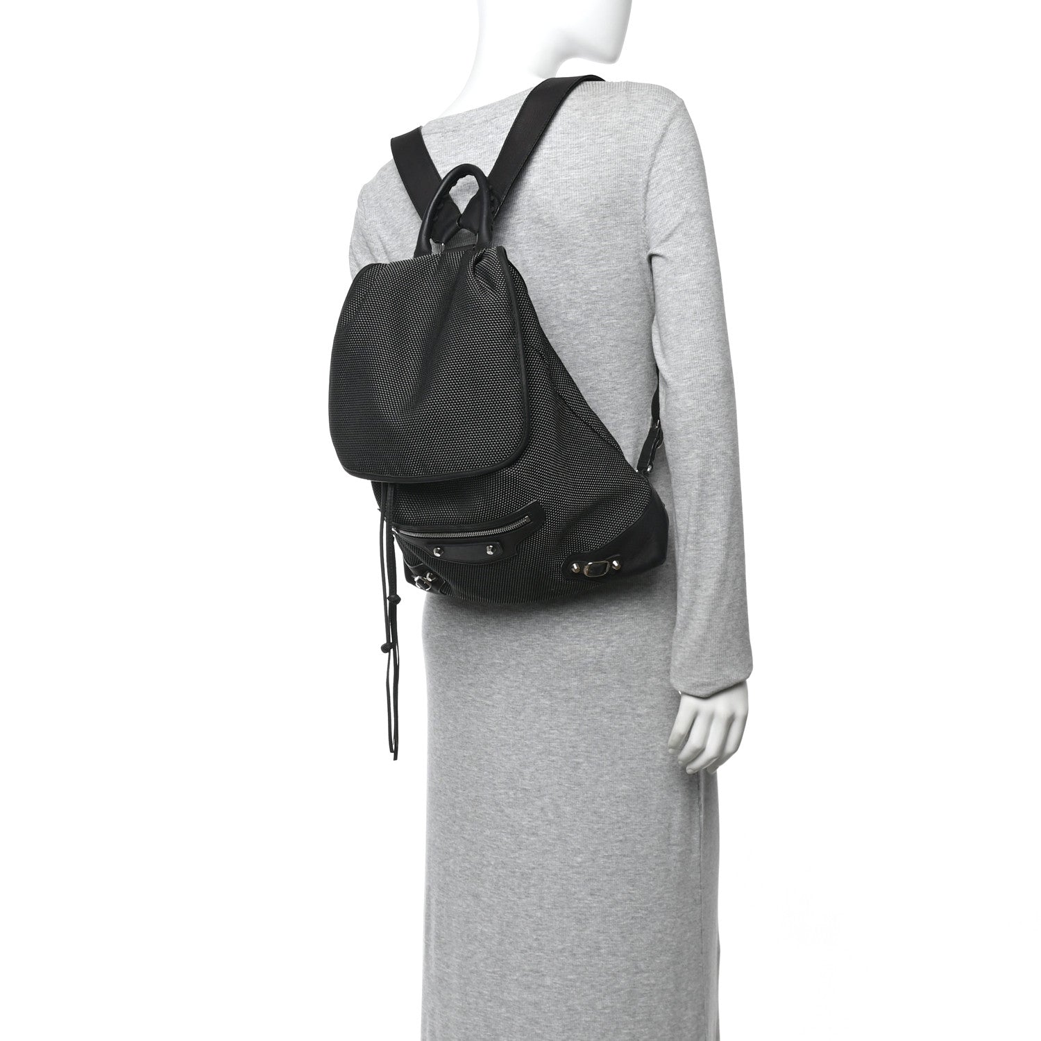 Canvas Calfskin Silver Hardware S Traveler Backpack Black