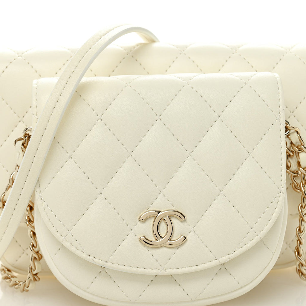 Lambskin Quilted Side Packs White