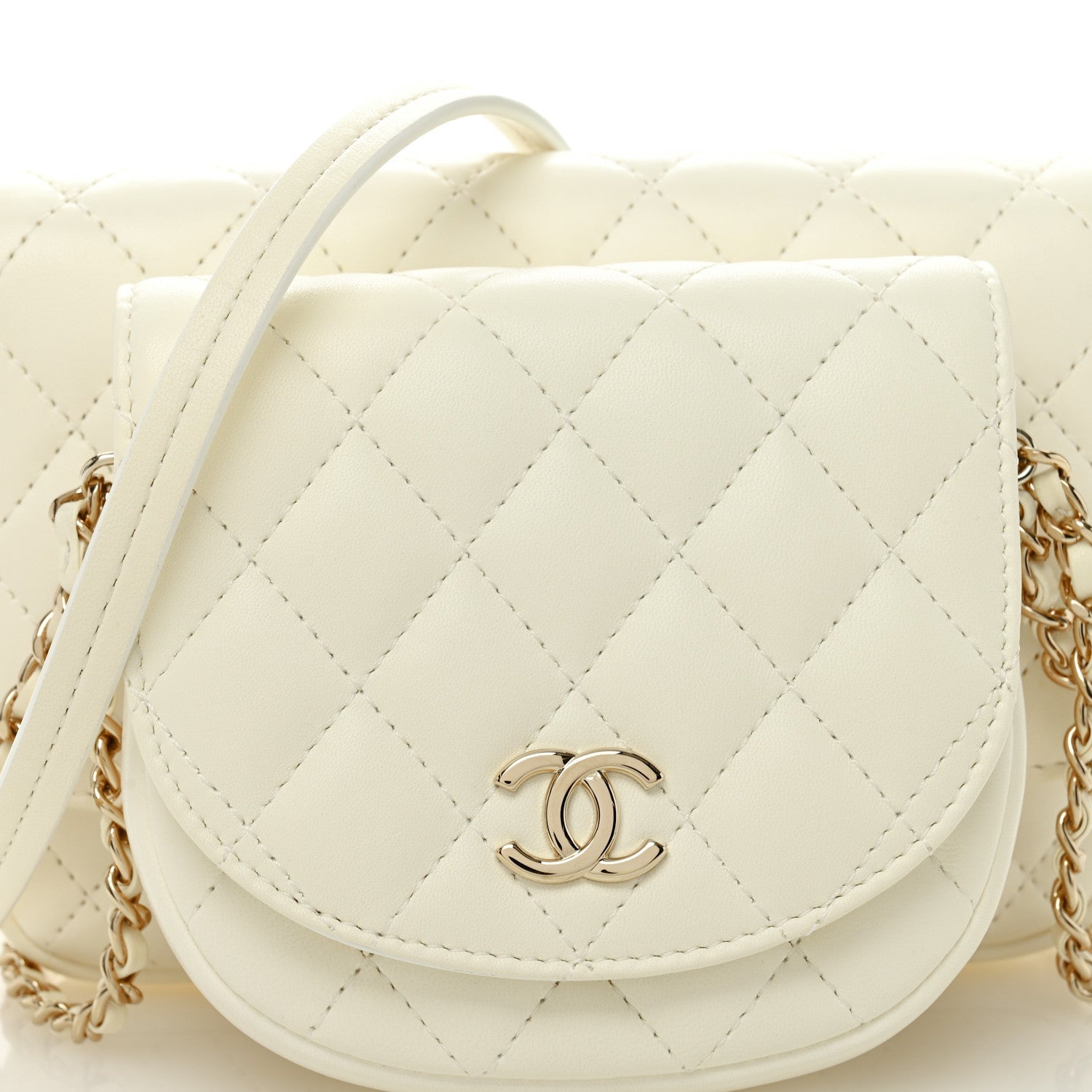 Lambskin Quilted Side Packs White