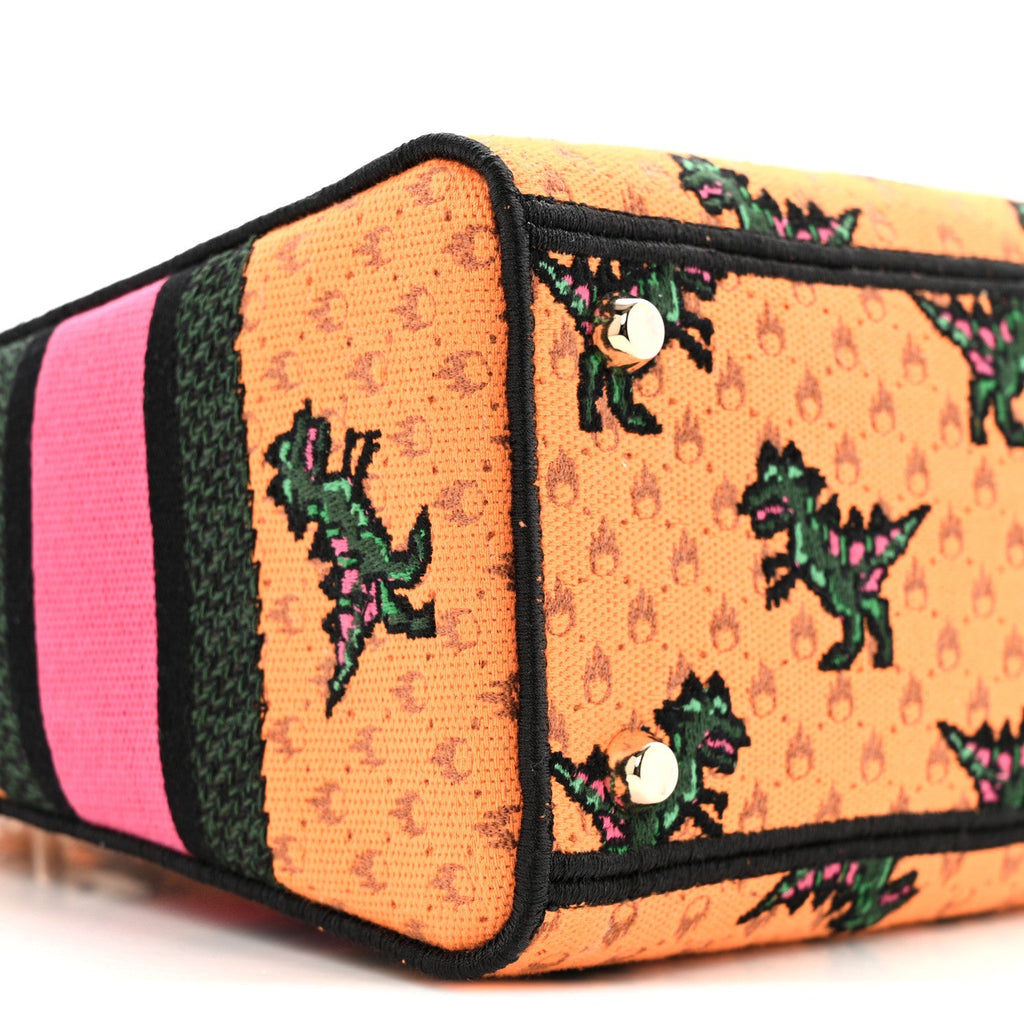 Canvas Embroidered Dino Medium Lady D-Lite Orange Multicolor